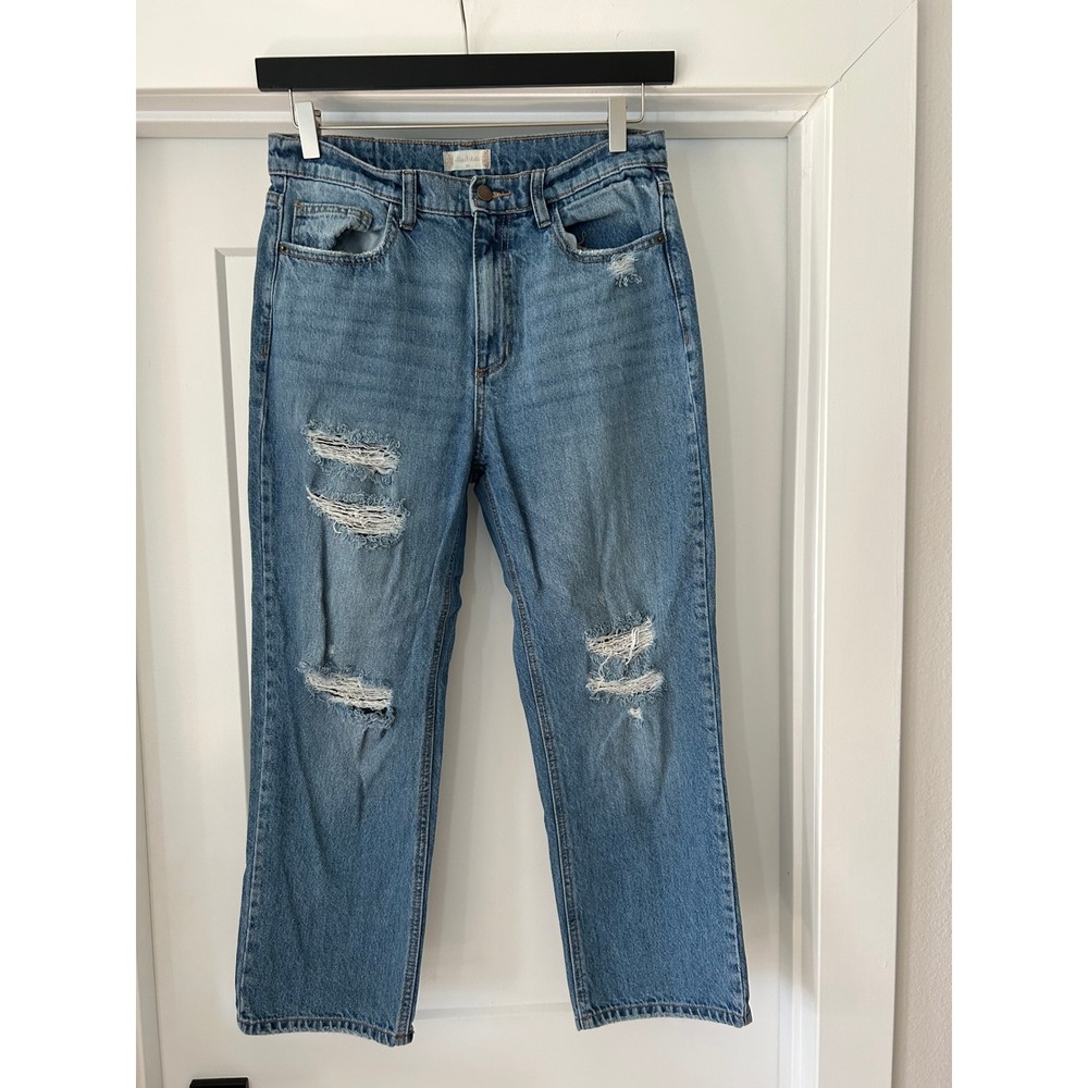 Altar'd State Distressed Straight Leg Jeans Medium Wash Size 30 High Rise Cotton